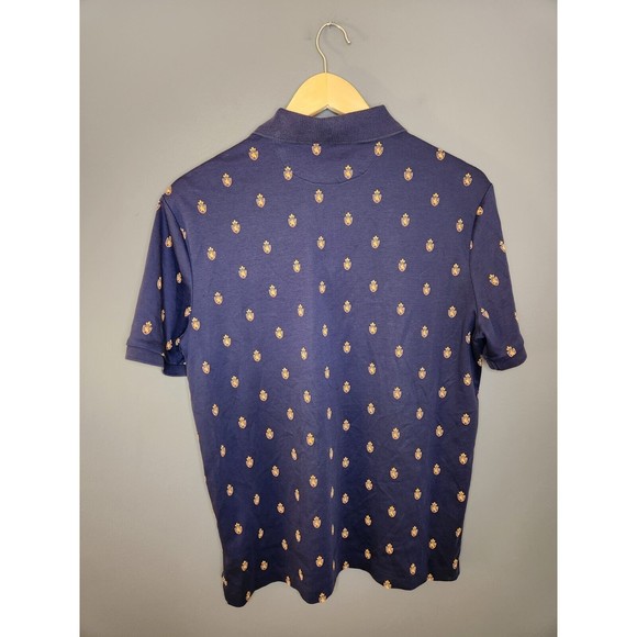 Polo Ralph Lauren Shirt Men M Navy Short Sleeve Classic Fit All Over Print Crest - Picture 3 of 8